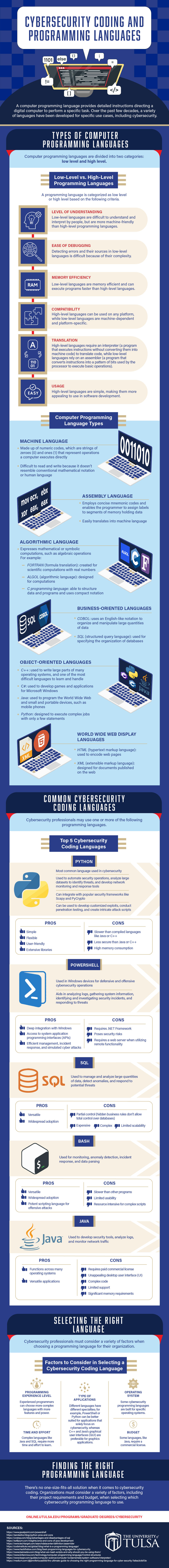 Infographic explaining cybersecurity coding languages.